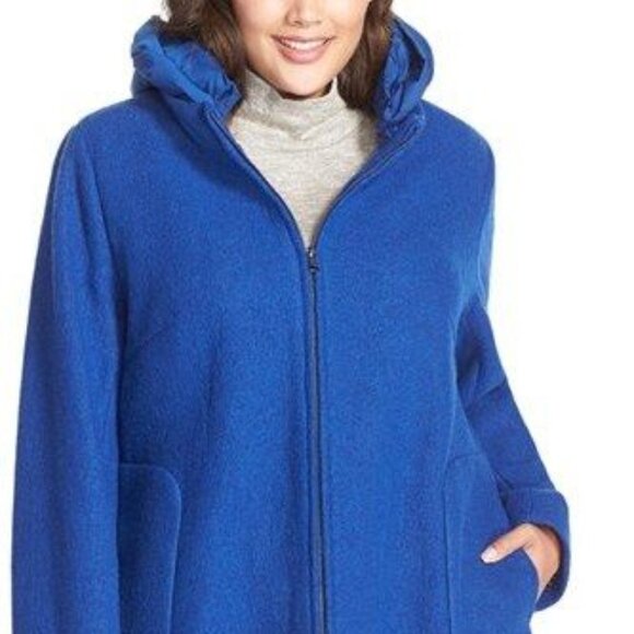 Kristen Blake Hooded Boiled Wool Blend Swing Coat - 2X - Picture 1 of 9